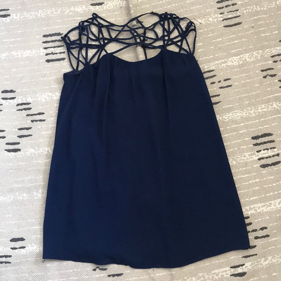 navy blue chiffon mini dress - Picture 1 of 4
